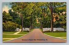 Williamsburg VA-Virginia, Entrance To Bassett Hall, Linen Postcard picture