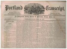 Portland Transcript Maine Newspaper April 20 1861 Civil War  picture