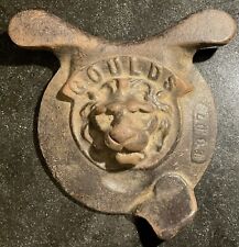 Antique GOULDS Cast Iron Foundry LION HEAD FIRE ENGINE Pump Cover SENECA NY 19.C picture