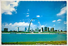 Gateway Arch Mississippi River Reflections Postcard Unposted Mirro-Krome Deckle picture