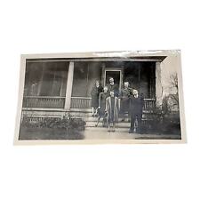 Vtg B&W 1940s Photo Found Friends Family Posing In Front Of Their House Happy picture