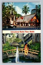 Waikiki HI-Hawaii, International Market Place, Antique, Vintage c1962 Postcard picture