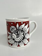 Ceramic Coffee Mug The Other Mugs 1997 Red Floral Bug Art Red White 8oz picture