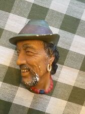 Vintage Bossons Chalkware Head Tibetan Man With Earring And Necklace 5.5” picture