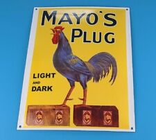 VINTAGE MAYO'S PLUG PORCELAIN GAS PUMP SERVICE GENERAL STORE TOBACCO STORE SIGN picture
