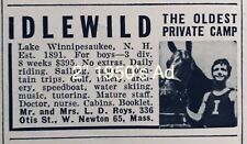 1950’s Camp Idlewild Massachusetts 2” AD Vintage Oldest Private Camp Promo picture
