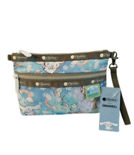 New Sanrio Cinnamoroll Lesportsac BLUE LARGE Double Zipper Pouch Wristlet Purse picture