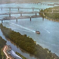 Postcard KY Louisville Aerial View of Ohio River Photo Billy Davis Teich 1965 picture