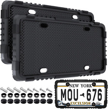 Black Silicone License Plate Frames, 2 Pack License Plate Holder Bracket without picture