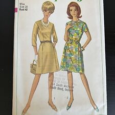 Vintage 1960s Simplicity 6892 Mod MCM Soft Pleated Dress Sewing Pattern 20 CUT picture