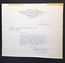 1924 Horace Swetland Condolence Letter from Edward Lyman Bill Inc. JB Williams picture
