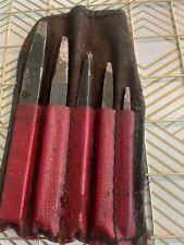 Vintage Mac Tool Chisel Set of 5 in leather pouch picture