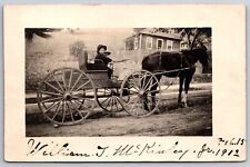 Grand Rapids~William T McKinley Jr w/Friend~Closeup of Horse & Buggy~RPPC~1912 picture