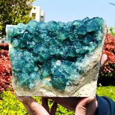 6.72LB Top Natural green cubic fluorite quartzcrystal mineralspecimen picture