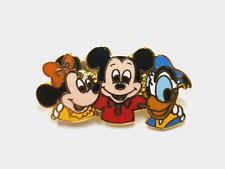 1986 Vintage Disney Mickey Minnie Mouse Donald Duck Trio Metal Pin Disneyana picture