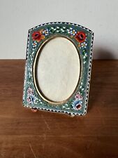 vtg Italian Micro Mosaic Roman Micromosaic Glass Flowers picture Photo Frame picture