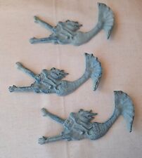 Mermaid Cast Iron Hooks Distressed Nautical Painted Blue Set of 3  picture