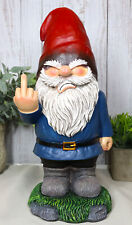 Feisty Rude Go Away Gnome Dwarf Flipping The Bird Middle Finger Figurine 13