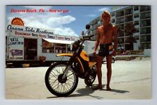 Daytona Beach FL-Florida, Men Posing Next To A Bike, Antique, Vintage Postcard picture