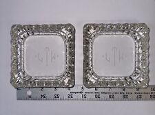Pair of Vintage 1960-70's 4” Square Cut Lead Crystal Glass Ashtrays, VG Cond. picture