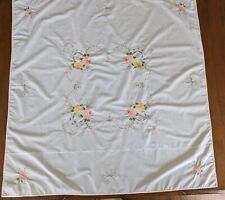 Hand Embroidery & Cross Stitched  Card White Table Tablecloth 40x41. Beautiful picture