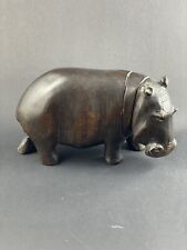 Vintage Ironwood Carved Wooden Hippo Figurine picture