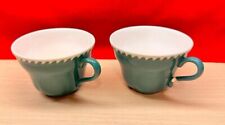 Set of 2 Harkerware Harker Corinthian Teacups Teal Ceramic Stoneware picture