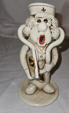 Vintage Lady Nurse Figurine Whistle Whimsical Pottery Artist Signed PUK 88 picture