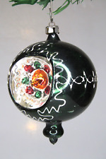 Antique Vintage Blown Glass FLOWER DAISY Indent Drop Christmas Ornament Germany picture