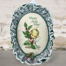 Ruth Morehead Happy Holly Days Babes Lace Wall Hanging Holiday Decor Vintage  picture