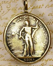 ANTIQUE 18TH CENTURY COLONIAL SOLDIERS ST. SEBASTIAN CHRIST PASSION BRONZE MEDAL picture