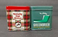 Vintage Kentucky Club GREENBRIER Smoking Mixture Pipe Tobacco Plaid Tins 2