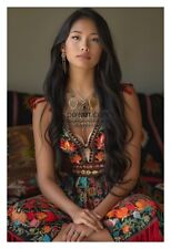 GORGEOUS YOUNG NATIVE AMERICAN LADY IN COLORFUL DRESS 4X6 FANTASY PHOTO picture
