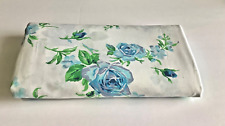 Fieldcrest Perfection Vtg Twin Flat Sheet BLUE ROSES 72 in. x 104 in. Nice picture