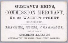 Gustavus Heins Phila PA Commission Merchant Coated Stock Business Card B1-153 picture