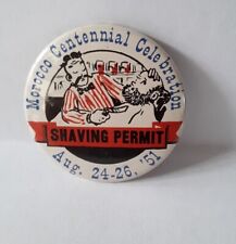 Vintage Shaving Permit Morocco Indiana Centennial 1951 Pinback Button picture