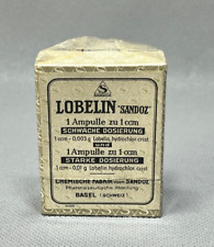 1930' Sandoz Antique Pharmacy Apothecary Lobeline 1cc NOS Sealed Albert Hofmann picture