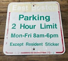 Vintage EAST BOSTON City 2 Hour Limit Parking Street Sign 18x18 Massachusetts picture