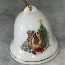 Grolier Disney Collectible Porcelain Bell Christmas Orn. Feat. Lady & Tramp picture
