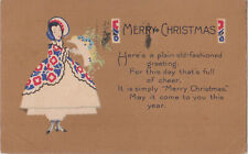 P. F. VOLLAND~1917~ART DECO~MERRY CHRISTMAS POSTCARD #714~PRETTY WOMAN~POSTED picture