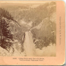 YELLOWSTONE NAT. PARK, Great Falls & Devil's Slide--Kilburn Stereoview J77 picture