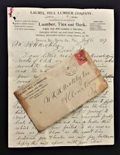 1897 antique  berks pa handwritten LETTER Laurel Hill Lumber Co signed EDWIN DeL picture