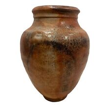 Vintage Rustic Primitive Hand Thrown Pottery Vase Brown 1999 Artist Signed picture