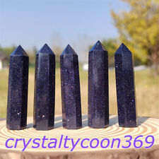 5pcs Blue Sandstone Quartz Obelisk Crystal Wand Point Tower Healing 5.5cm picture