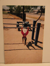 VINTAGE FOUND PHOTOGRAPH COLOR ART OLD PHOTO HAWAIIAN GIRL GYM MONKEY BARS PLAY picture