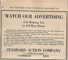 1927 STANDARD ACTION COMPANY PIANO CAMBRIDGE MASS VINTAGE ADVERTISMENT 36-67 picture