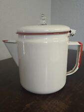 Enamel Vintage Coffee Percolator Por White With Red 8