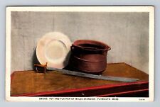 Plymouth MA-Massachusetts, Pot Platter Of Miles Standish Vintage c1939 Postcard picture