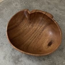 Genuine Vintage Monkey Pod Wood Leaf Handcrafted Bowl Made In Philippines 6x5” picture