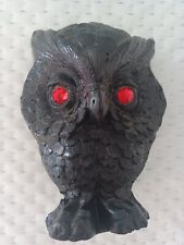 Black Resin Owl Bright Red Eyes Beautiful Condition picture